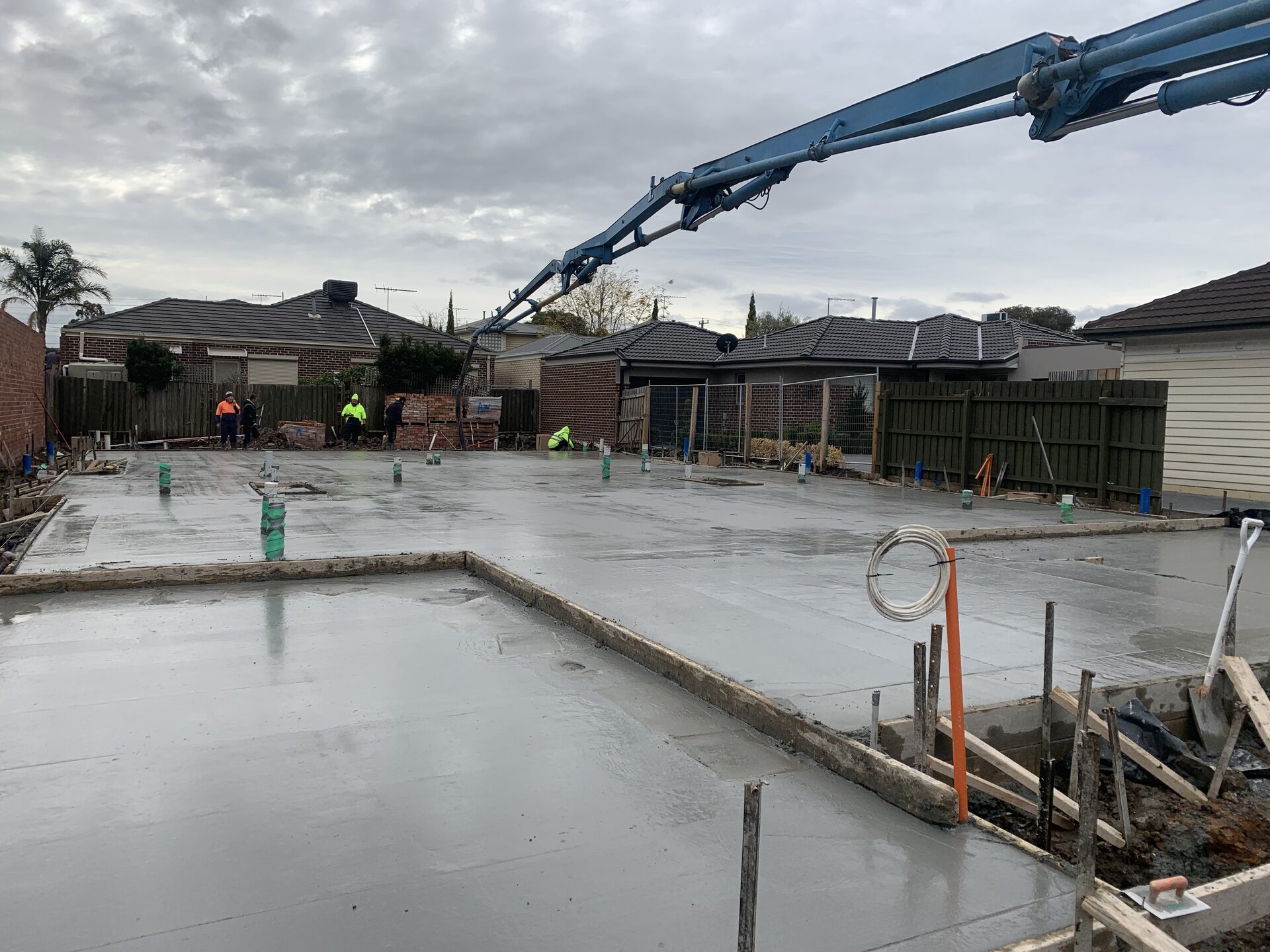 Concrete slab pour with pump